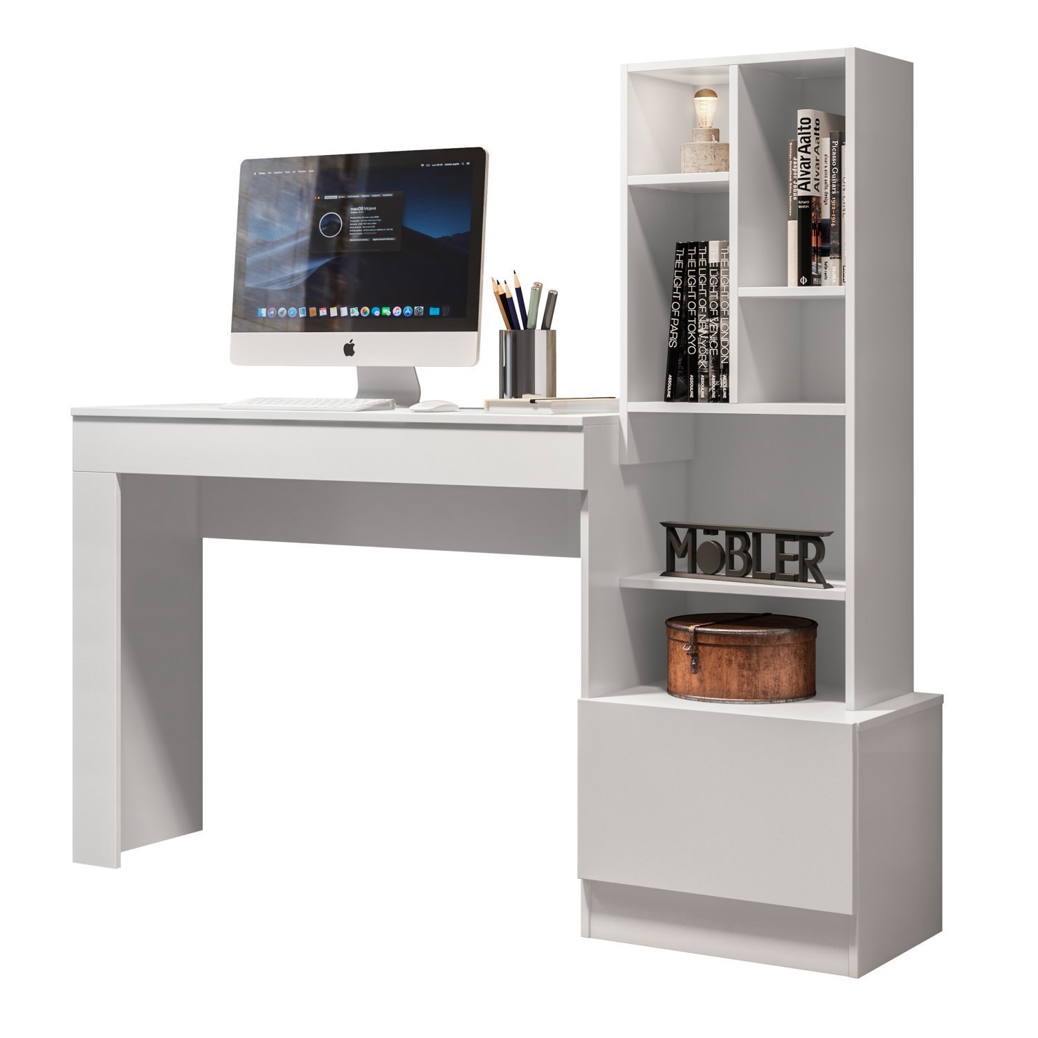 Encontraproduto.com.br - Escrivaninha Office Mobler Lion com Nichos