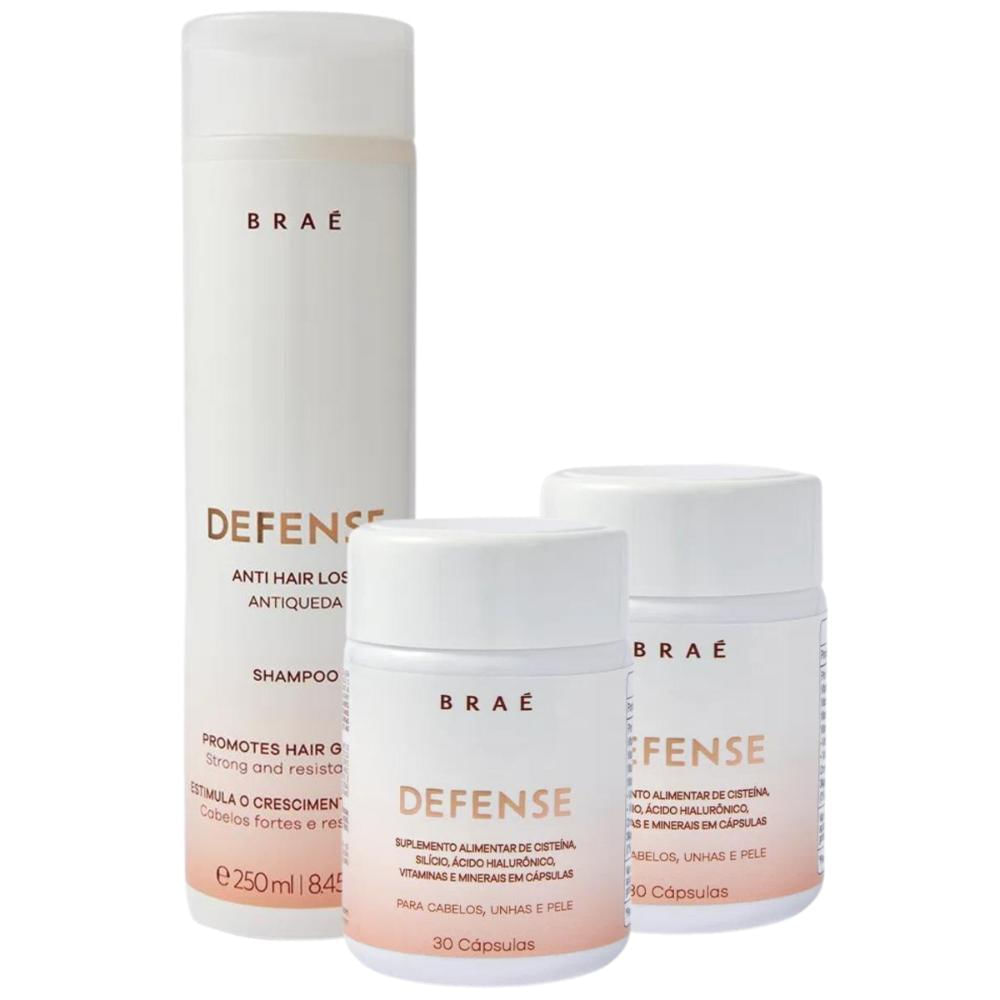 Kit Braé Defense Shampoo 250ml + 2x Suplemento (CAPS30)
