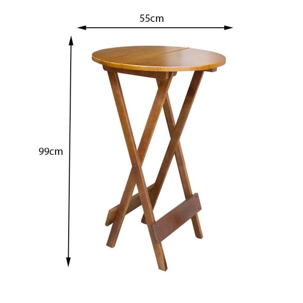 Encontraproduto.com.br - Kit 2 Mesas Bistrô Dobraveis Em Madeira Padrão Com 4 Banquetas Altas - Mel - Marrom
