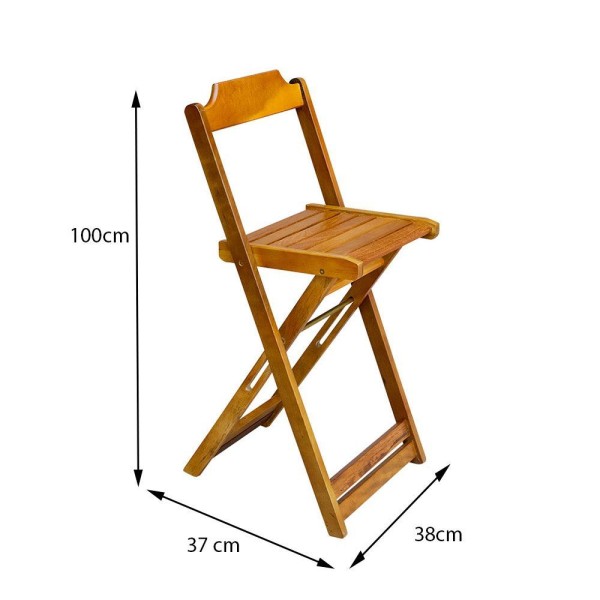 Encontraproduto.com.br - Kit 2 Mesas Bistrô Dobraveis Em Madeira Padrão Com 4 Banquetas Altas - Mel - Marrom