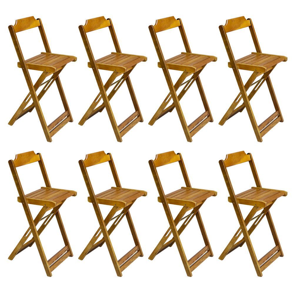 Encontraproduto.com.br - Kit 2 Mesas Bistrô Dobraveis Em Madeira Padrão Com 4 Banquetas Altas - Mel - Marrom