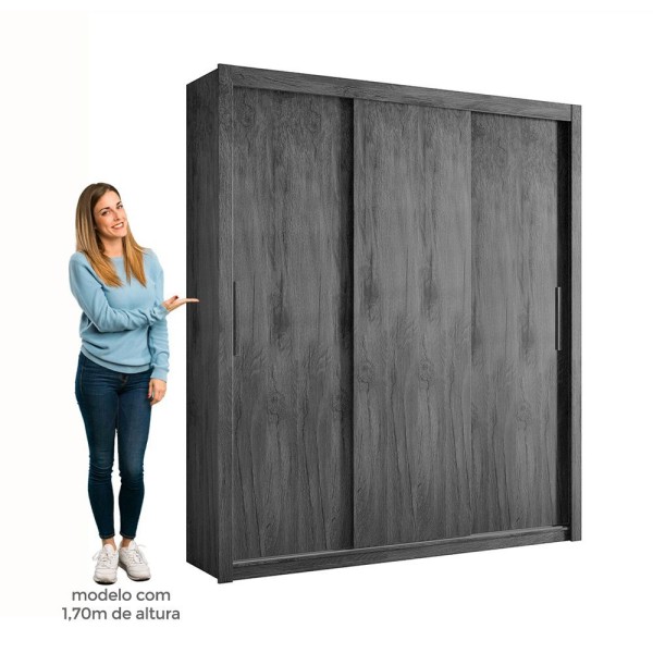 Encontraproduto.com.br - Roupeiro Casal Urucum 3 Portas De Correr Sem Espelho - Cedro - Cor: Marrom