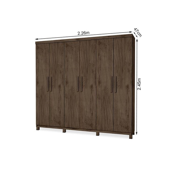 Encontraproduto.com.br - Guarda Roupa Roupeiro Baru 6 Portas Amendoa