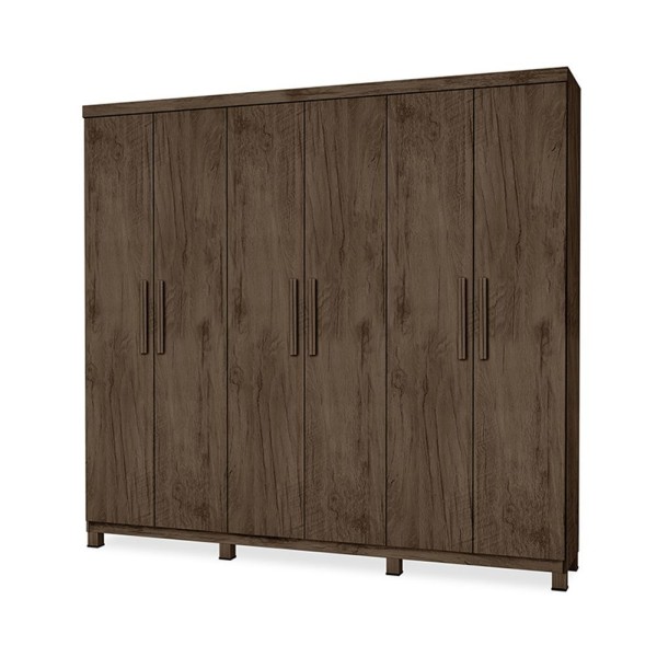 Encontraproduto.com.br - Guarda Roupa Roupeiro Baru 6 Portas Amendoa