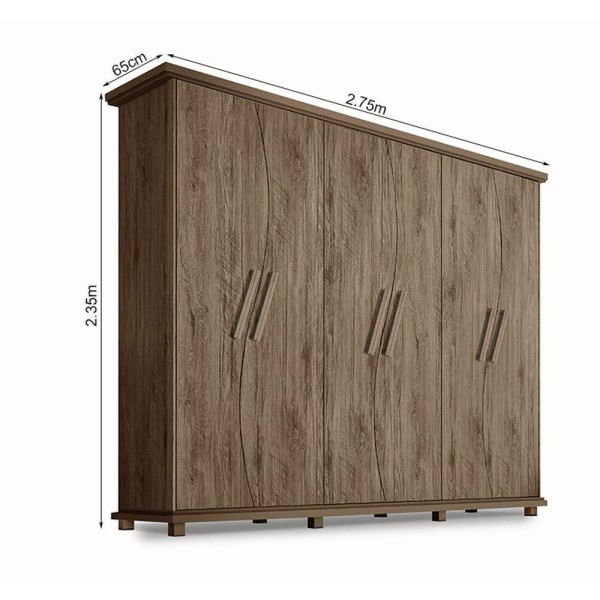 Encontraproduto.com.br - Guarda Roupa Roupeiro Jacarandá 6 Portas Amendoa