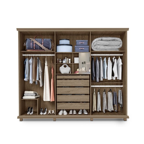 Encontraproduto.com.br - Guarda Roupa Roupeiro Jacarandá 6 Portas Amendoa