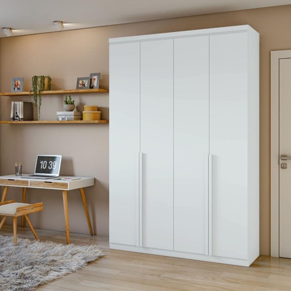 Guarda-roupa Solteiro Alonzo 4 Portas 2 Gavetas Branco Lopas