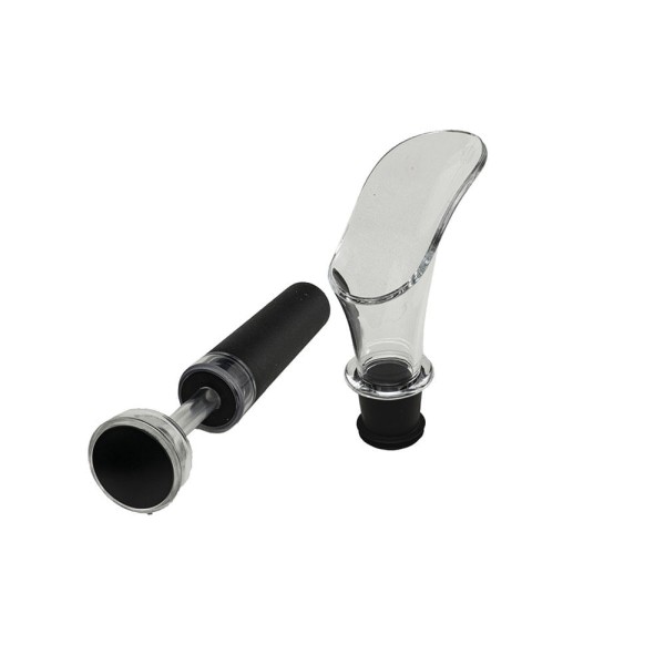 Encontraproduto.com.br - Kit Vinho Aerador e Bomba À Vácuo  Tampa Rolha Luxo Dispenser