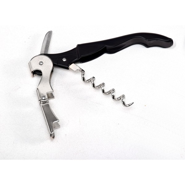 Encontraproduto.com.br - Saca Rolhas Tradicional Vinho Garrafa Manual Inox Preto