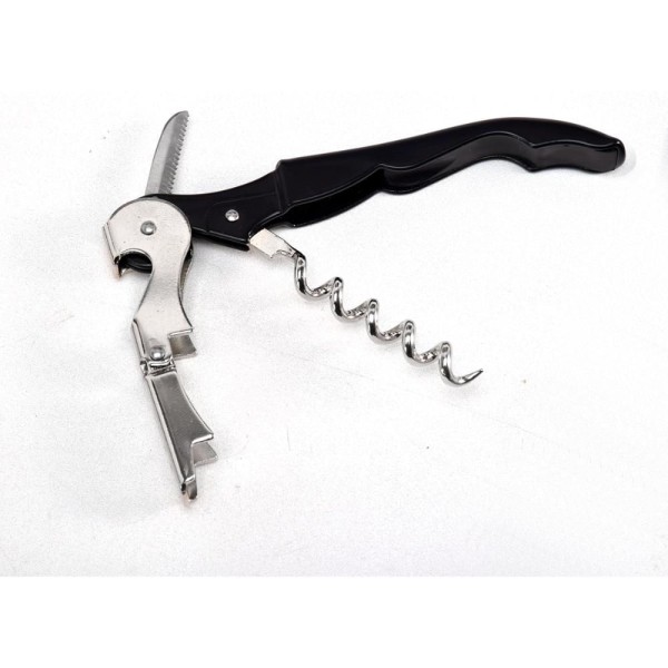 Encontraproduto.com.br - Saca Rolhas Tradicional Vinho Garrafa Manual Inox Preto