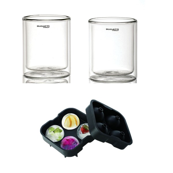 Encontraproduto.com.br - Kit Drink Forma de Gelo Esfera com Funil Copo Whisky 300ml