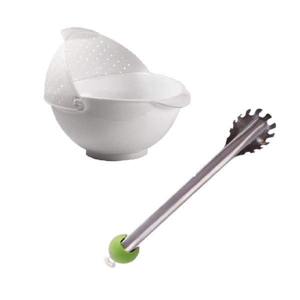 Kit Escorredor Retrátil e Pegador Macarrão Legumes Multiuso
