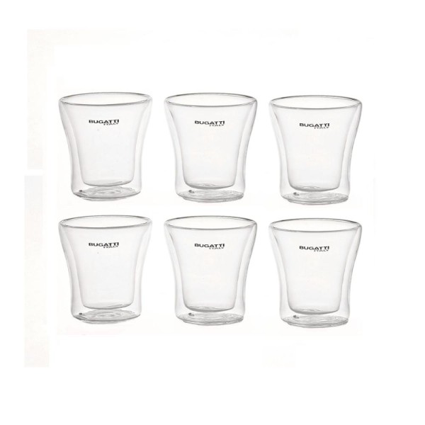 Encontraproduto.com.br - Conjunto 6 Copos de Shots de Parede Dupla 100ml Bugatti