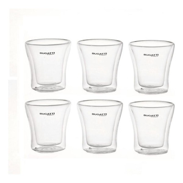 Encontraproduto.com.br - Conjunto 6 Copos de Shots de Parede Dupla 100ml Bugatti