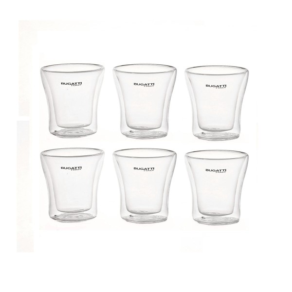 Encontraproduto.com.br - Conjunto 6 Copos de Shots de Parede Dupla 100ml Bugatti