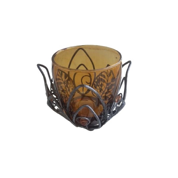Encontraproduto.com.br - Porta Vela Castiçal Decorativo Vidro e Metal Luxo Fumê