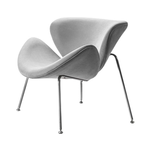 Encontraproduto.com.br - Poltrona Design Trevo Suede Cinza Base Cromada Cor Cinza
