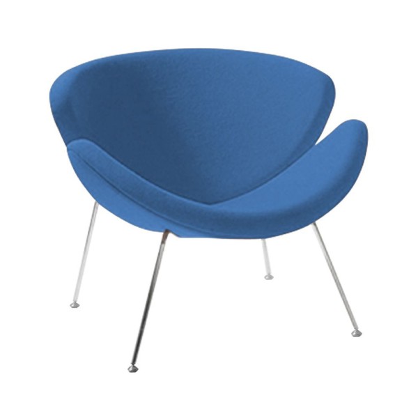 Encontraproduto.com.br - Poltrona Design Trevo Suede Azul Base Inox Cor Amarelo