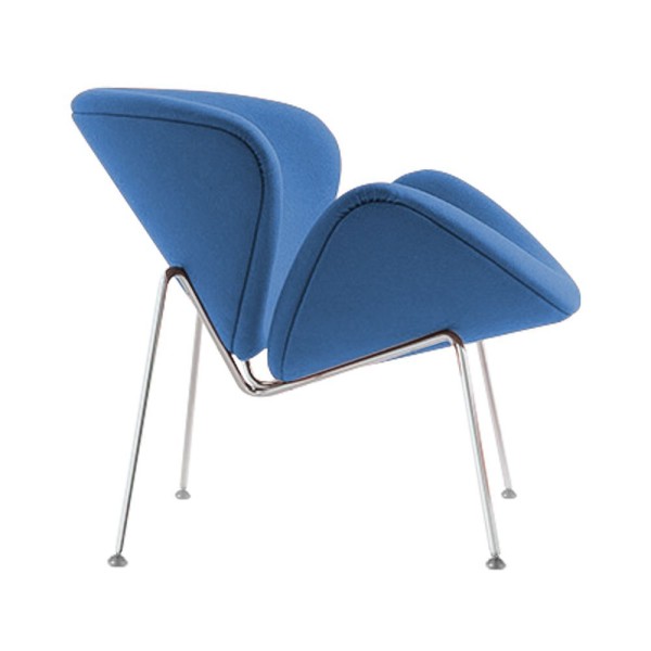Encontraproduto.com.br - Poltrona Design Trevo Suede Azul Base Inox Cor Amarelo