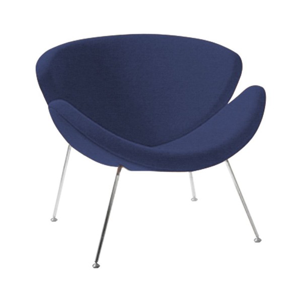 Encontraproduto.com.br - Poltrona Design Trevo Linho Azul Base Inox Cor Amarelo