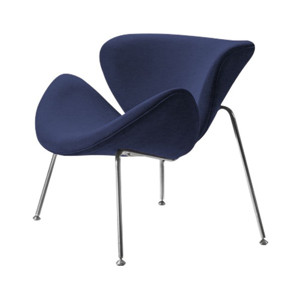 Encontraproduto.com.br - Poltrona Design Trevo Linho Azul Base Inox Cor Amarelo