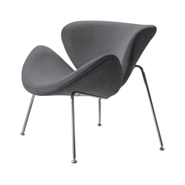 Encontraproduto.com.br - Poltrona Design Trevo Linho Cinza Base Inox Cor Cinza