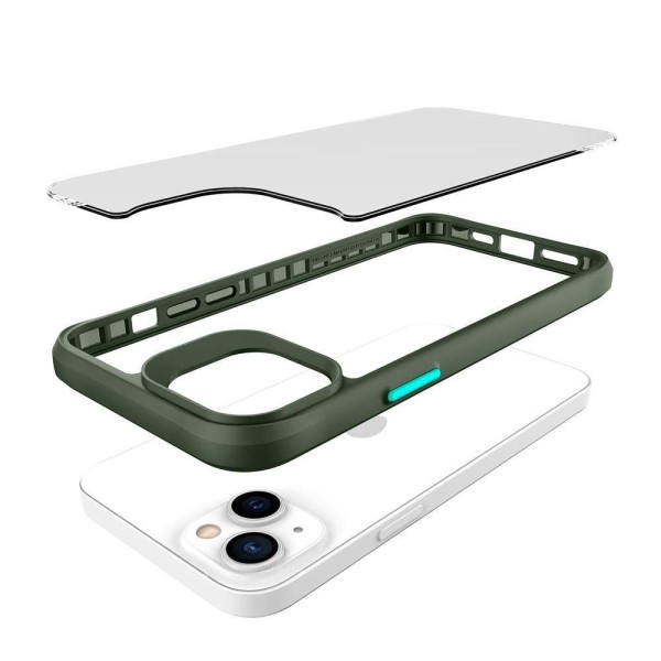 Encontraproduto.com.br - Clarity Case Para Iphone 14 Plus Transparente Com Verde - Capa Antichoque Dupla