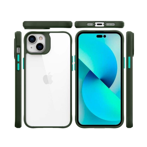 Encontraproduto.com.br - Clarity Case Para Iphone 14 Plus Transparente Com Verde - Capa Antichoque Dupla