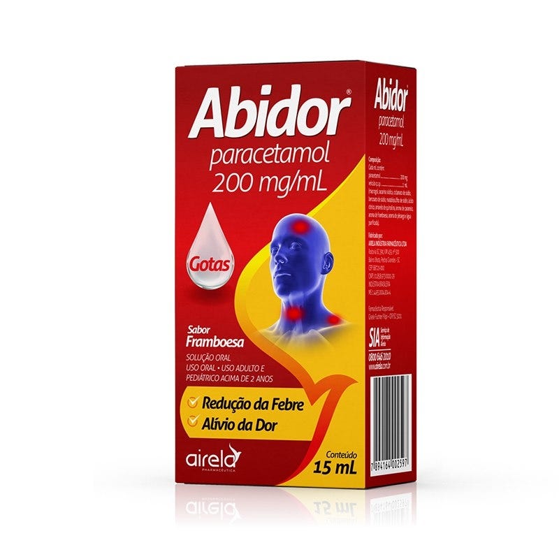 Encontraproduto.com.br - Abidor 200mg/mL Adulto e Pediátrico Fr Gotas 15mL Paracetamol Airela