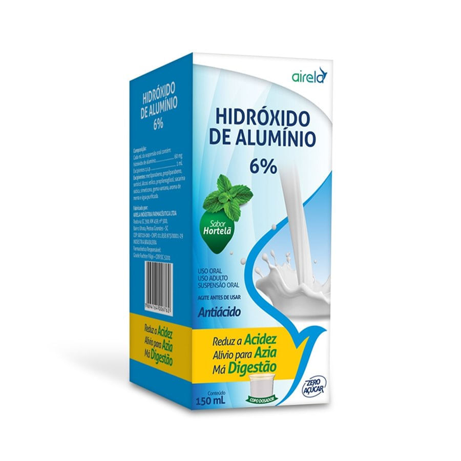 Encontraproduto.com.br - Hidróxido de alumínio 60mg/mL Suspensão Oral Sabor Hortelã - Frasco com 150mL