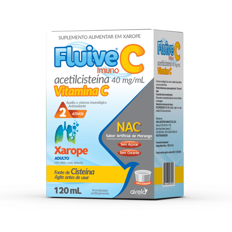 Encontraproduto.com.br - Fluive C Imuno Airela 40mg/Ml Xarope Adulto 120ml