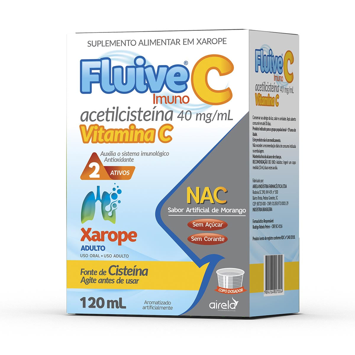 Encontraproduto.com.br - Fluive C Imuno Airela 40mg/Ml Xarope Adulto 120ml