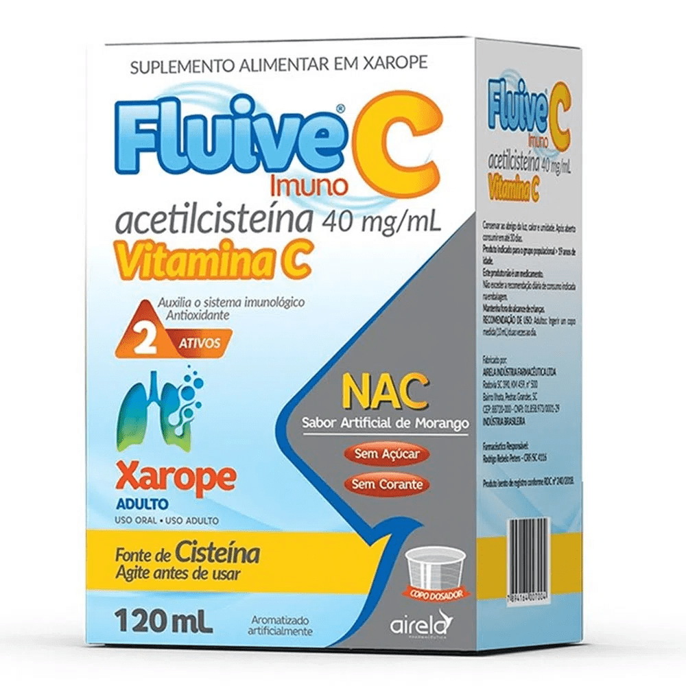 Encontraproduto.com.br - Fluive C Imuno Airela 40mg/Ml Xarope Adulto 120ml