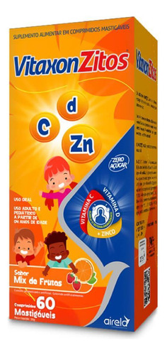 Vitaxonzitos Vitaminas C + D + Zinco 60 Cp Mastigáveis Sabor Mix de frutas