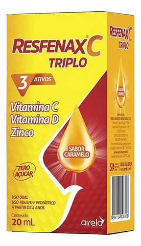 Encontraproduto.com.br - Resfenax C Triplo Gotas Airela 20ml Sabor Caramelo