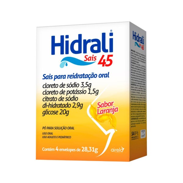 Encontraproduto.com.br - Hidrali Sais 45 Com 4x28,31gr Envelope Sabor Laranja