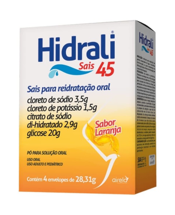 Encontraproduto.com.br - Hidrali Sais 45 Com 4x28,31gr Envelope Sabor Laranja