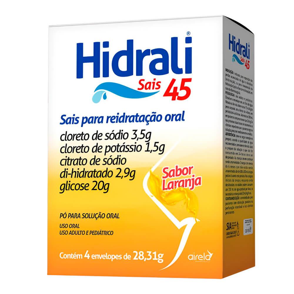 Encontraproduto.com.br - Hidrali Sais 45 Com 4x28,31gr Envelope Sabor Laranja