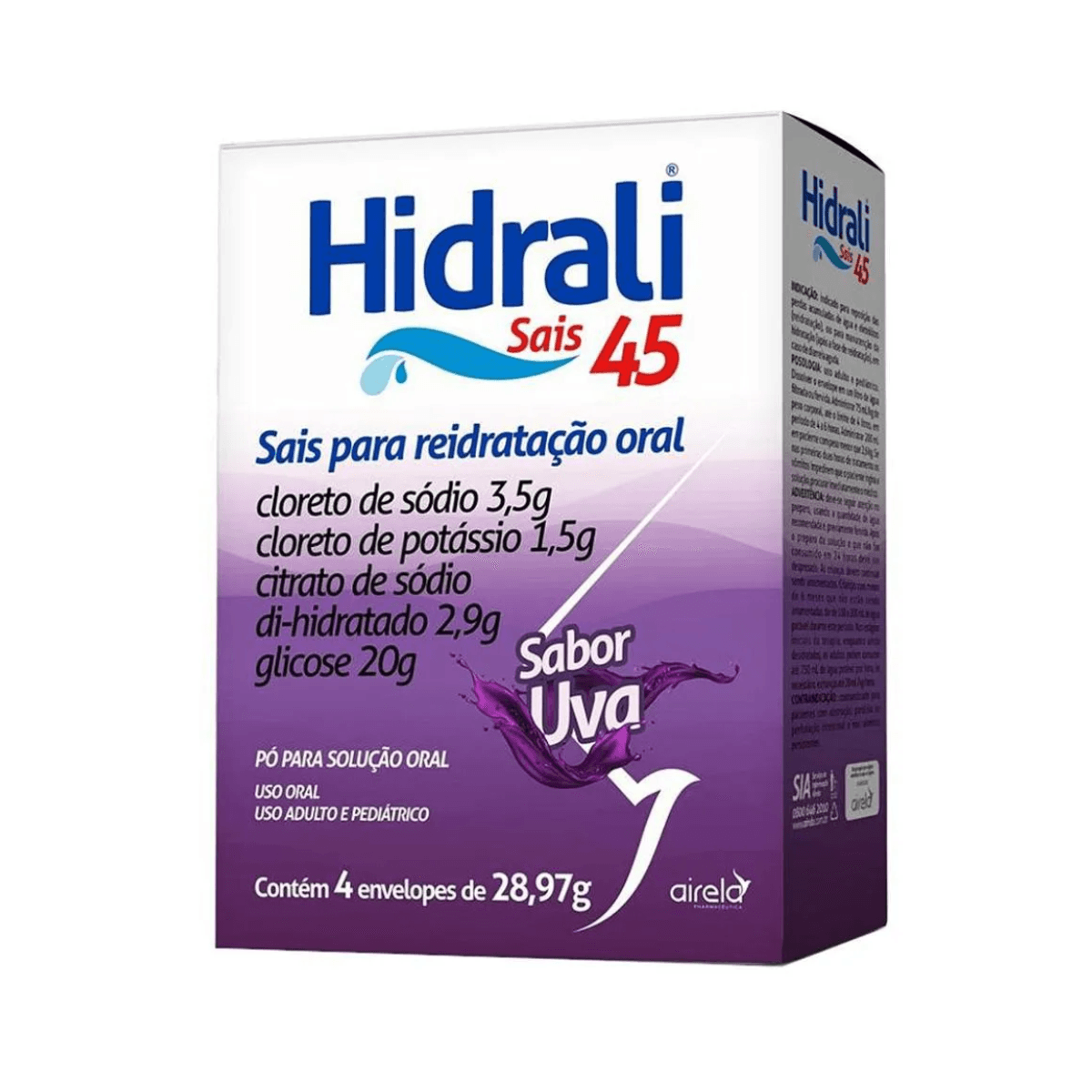 Hidrali Sais 45 Com 4x28,97gr Envelopes Sabor Uva