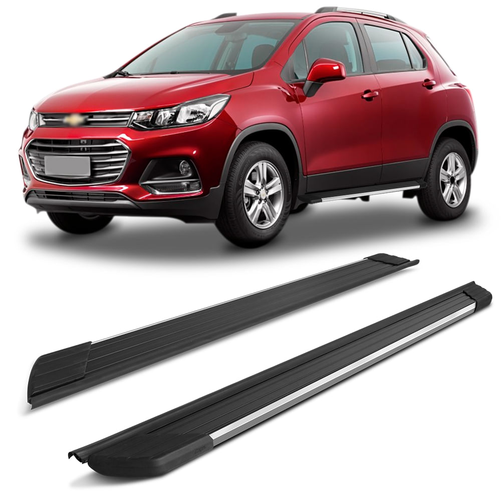 Encontraproduto.com.br - Estribo Lateral Tracker 2014 2015 2016 2017 2018 2019 2020 2021 SUV II Preto Frente Polida