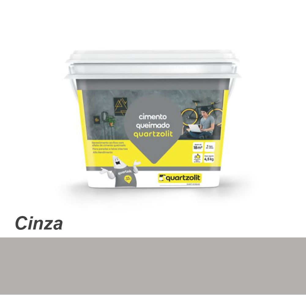 Revestimento acrílico semi-brilho cimento queimado cinza 4,5Kg Quartz