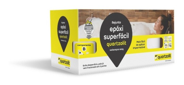 Encontraproduto.com.br - Rejunte Epóxi Bicomponente para Cerâmicas e Porcelanatos Superfácil Cinza Ártico 1KG - 0574.00018.0001CX - Quartzolit