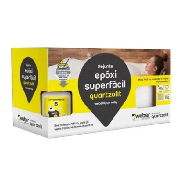 Encontraproduto.com.br - Rejunte Epóxi Superfácil Pote 1kg Cinza Outono Quartzolit