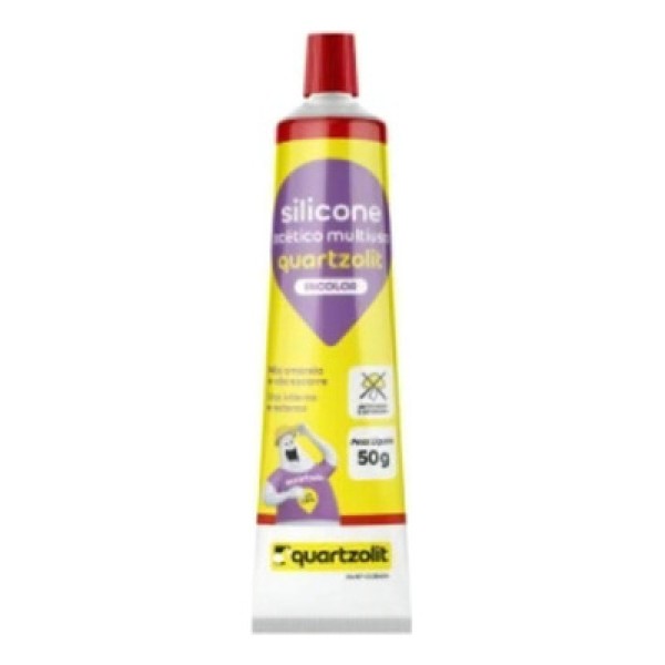 Encontraproduto.com.br - Adesivo Silicone Bisnaga Acetico Incolor 50g Quartzolit