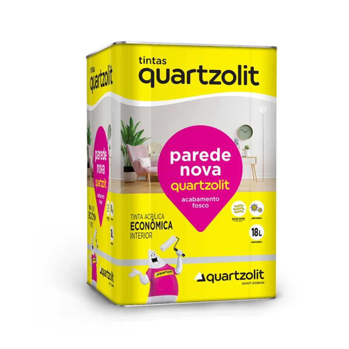 Encontraproduto.com.br - Tinta Acrílica Econômica Parede Nova Fosca 18L Cor Areia - Quartzolit