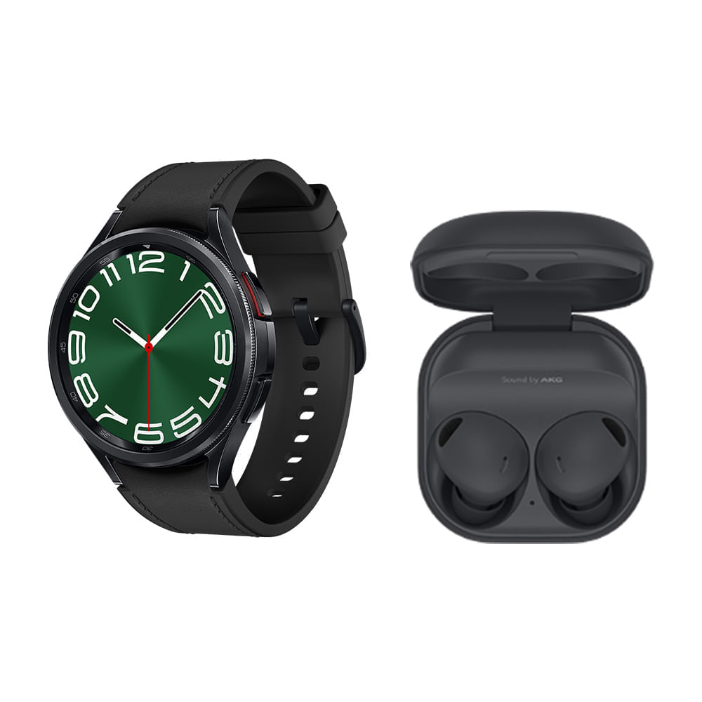Encontraproduto.com.br - Smartwatch Galaxy Watch6 Classic LTE 47mm Preto + Fone Bluetooth Galaxy Buds2 Pro Grafite
