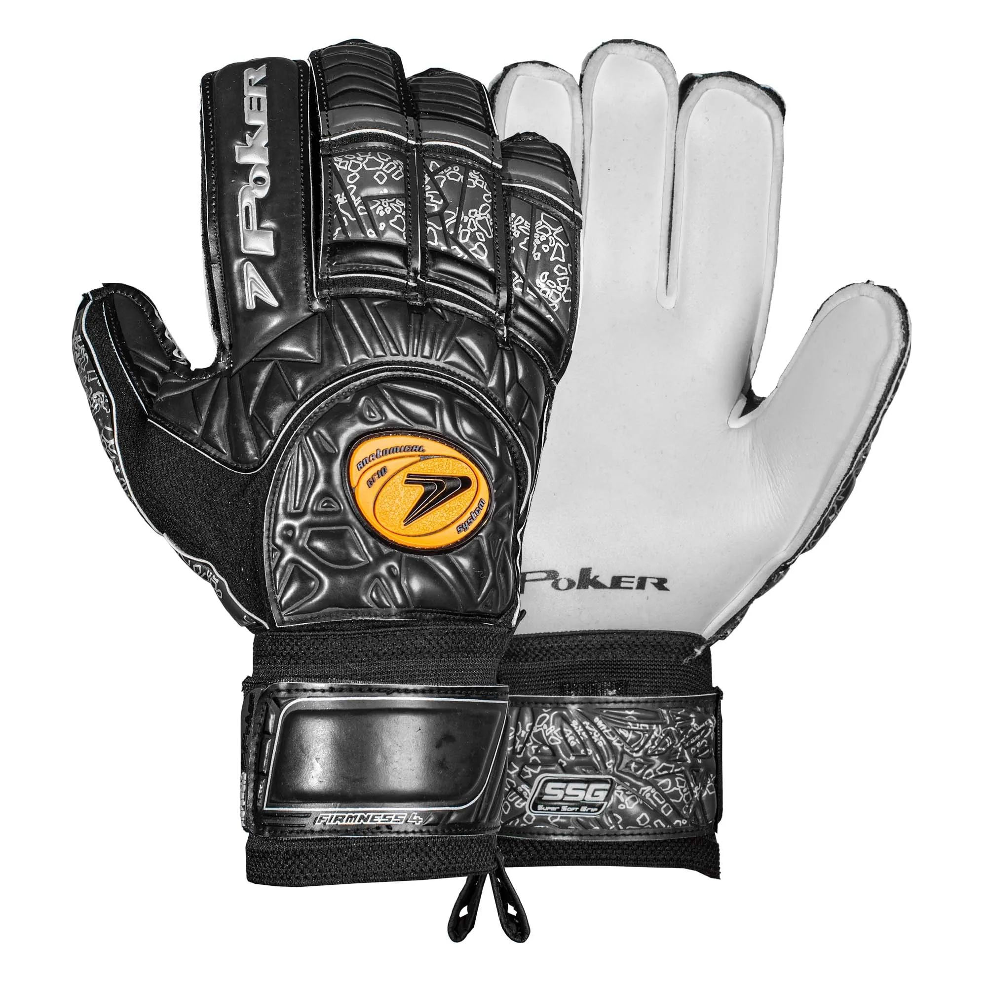 Luva Goleiro Poker Firmness 4 Unissex - Preta/Cinza