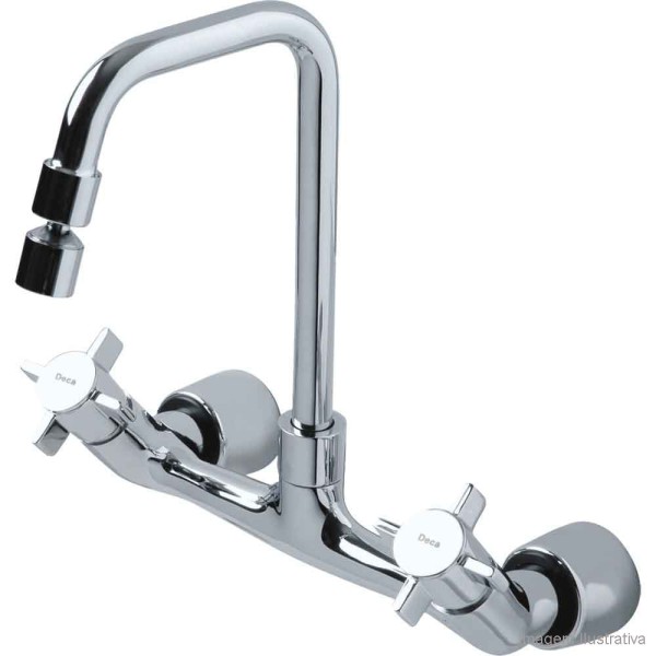 Encontraproduto.com.br - Misturador para cozinha de parede Studio 1258 C46 com bica móvel cromado Deca