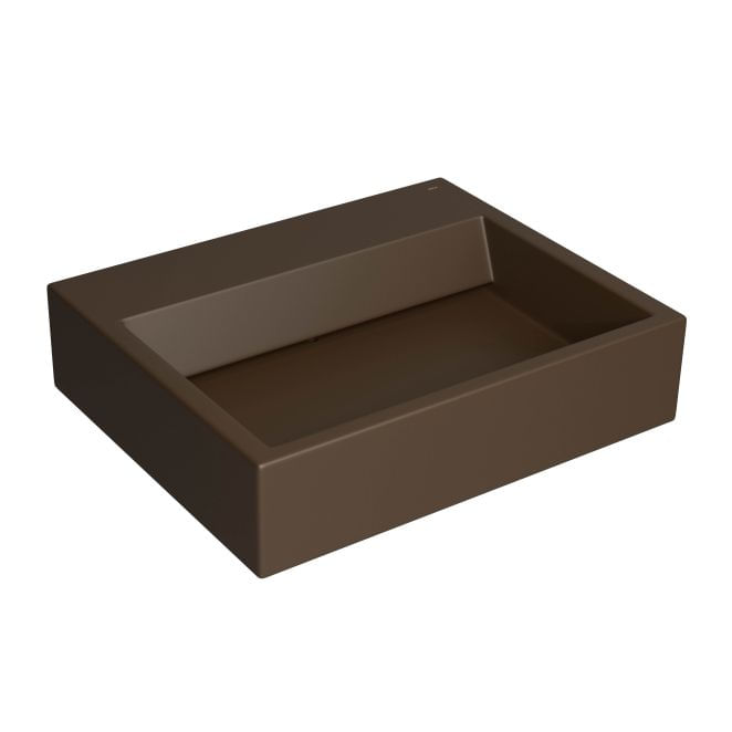 Encontraproduto.com.br - Lavatório Retangular com Mesa e Válvula Oculta 56X46cm Marrom Fosco