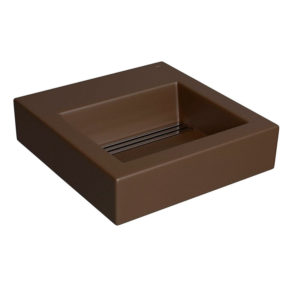 Cuba de Sobrepor Retangular com Grelha 42,5X41cm Marrom Fosco Cromado